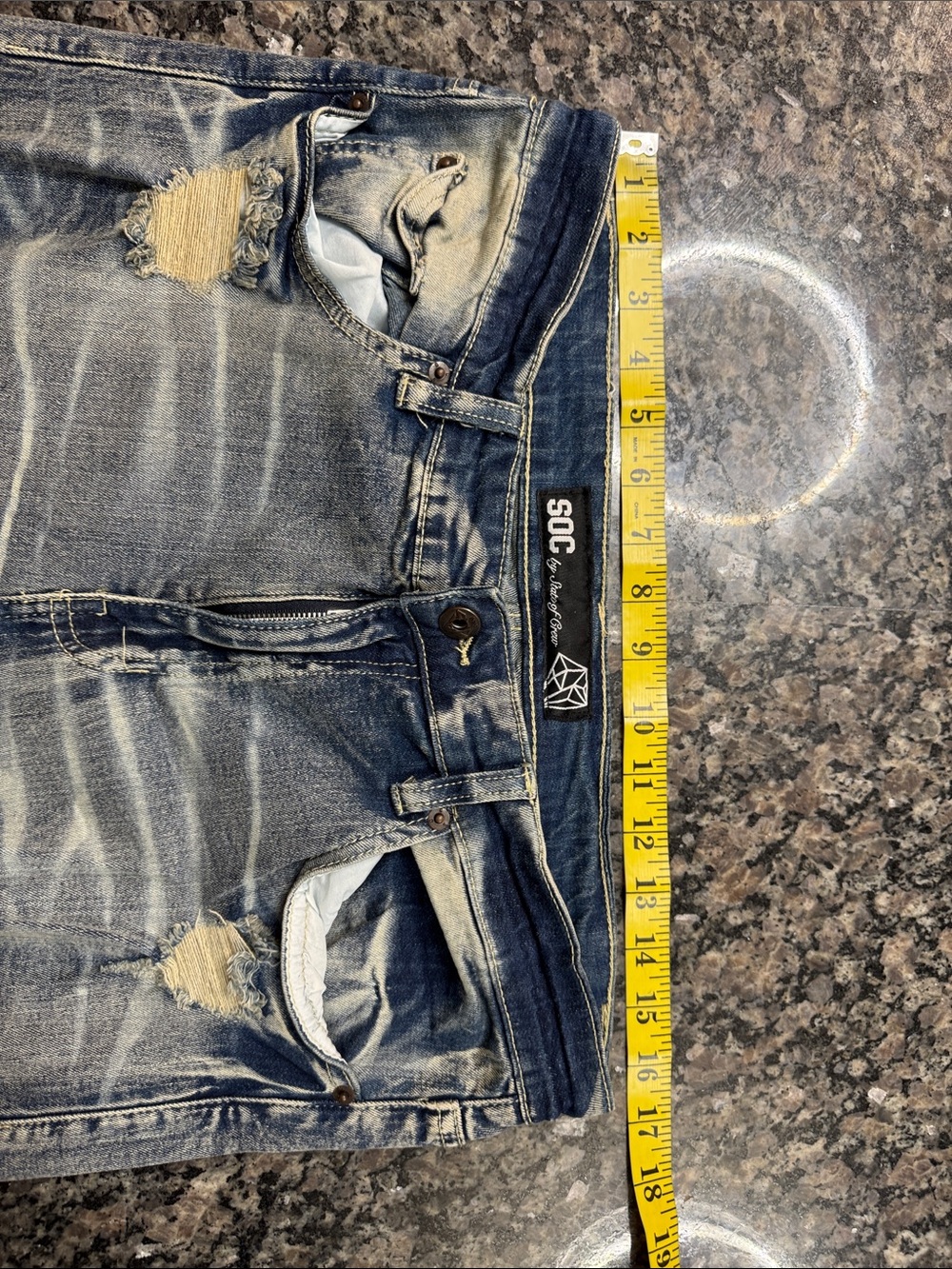 SOC moto Slim Straight Distressed Jeans in Faded Blue ombré 36 - Picture 11 of 15